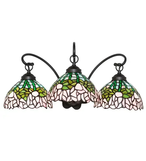 22" Wide Tiffany Cabbage Rose 3 Light Wall Sconce - Image 5