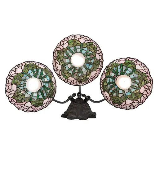 22" Wide Tiffany Cabbage Rose 3 Light Wall Sconce - Image 7