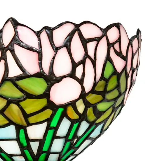 19" Wide Tiffany Cabbage Rose 2 Light Wall Sconce - Image 9