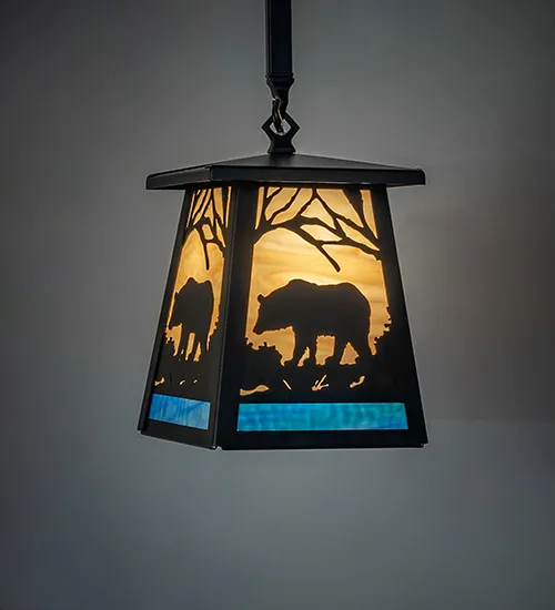 7" Square Bear at Dawn Mini Pendant