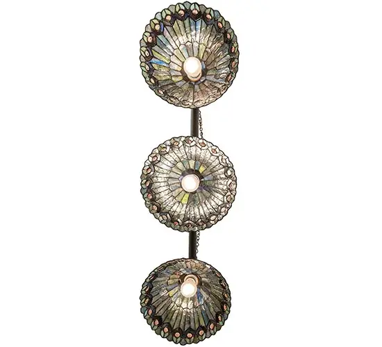 47" Long Tiffany Jeweled Peacock 3 Light Island Pendant - Image 7