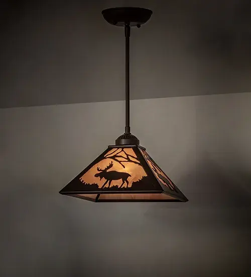 10" Square Lone Moose Mini Pendant - Image 1