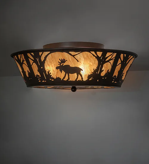 23" Wide Moose at Dawn Flushmount