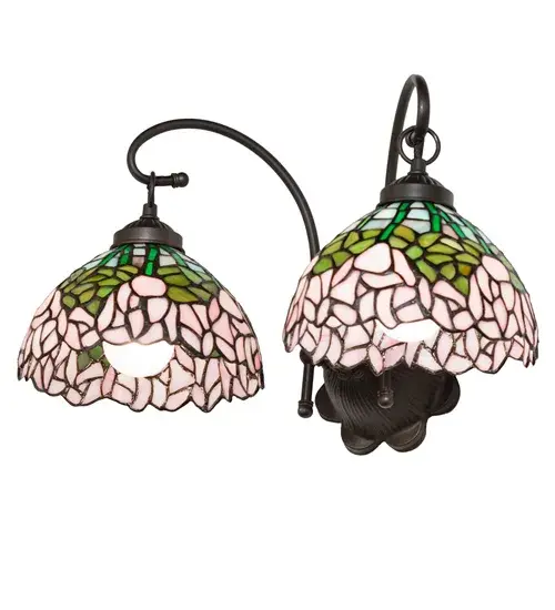 18" Wide Tiffany Cabbage Rose 2 Light Wall Sconce - Image 2