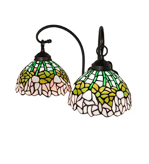 18" Wide Tiffany Cabbage Rose 2 Light Wall Sconce - Image 4