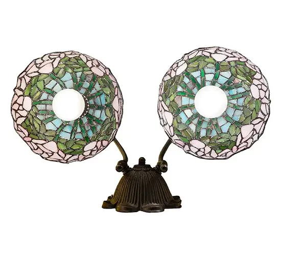 18" Wide Tiffany Cabbage Rose 2 Light Wall Sconce - Image 7