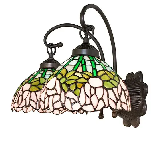 18" Wide Tiffany Cabbage Rose 2 Light Wall Sconce - Image 8
