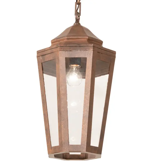 Add European elegance and timeless sophistication to the interiors or exteriors of residential, hospitality, and commercial settings. The handsome Indoor/Outdoor Lantern is crafted of Brass and features a sparkling Clear Antique Window Glass Lens that reveals a single Edison-styled lamp. The ceiling pendant is enhanced with an Antique Rust finish. Inspired by beautiful homes from Frankenmuth, Michigan, to Healdsburg, California, to Leavenworth, Washington. The overall height ranges from 27 to 48 inches, as the chain length can be easily adjusted in the field to accommodate your specific lighting application needs. The Corum Lantern Pendant is featured in our American-made, American-designed, handmade Traditional Lighting Collection. Manufactured in Yorkville, New York. UL & cUL listed for dry, damp, and wet locations. Collection: Corum Finish: Antique Rust Glass: Clear Antique Window Glass Width: 12.00" Height: 27.00" Length: 12.00" Weight: 10.00 lb Number of Bulbs: 1 Maximum Wattage: 60.00 W Bulb Type: A19 Bulb Base: E26 Material: Brass Country of Origin: USA Safety Rating: Damp
