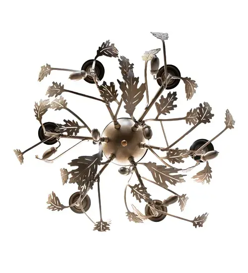 19" Oak Leaf & Acorn 6 Light Chandelier - Image 7