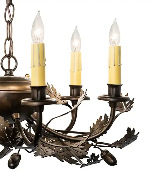 19" Oak Leaf & Acorn 6 Light Chandelier - Image 8