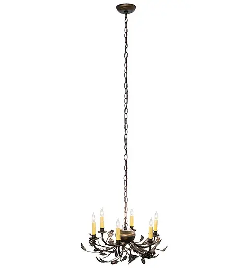 19" Oak Leaf & Acorn 6 Light Chandelier - Image 10