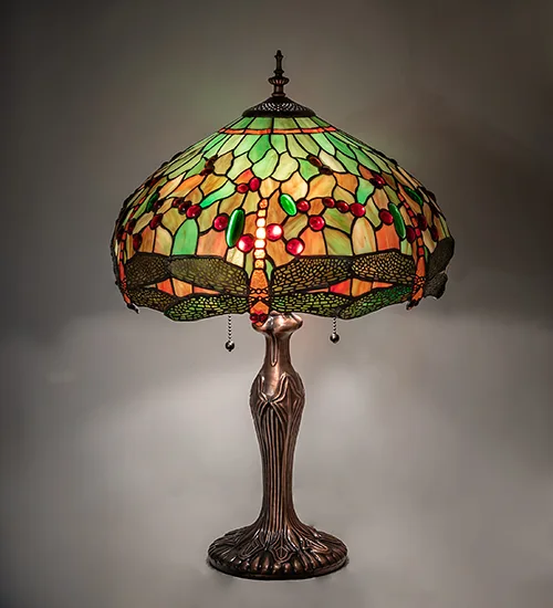 23" High Tiffany Hanginghead Dragonfly Table Lamp