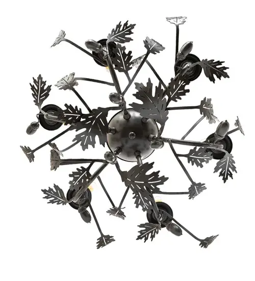 19" Wide Oak Leaf & Acorn 6 Light Chandelier - Image 7