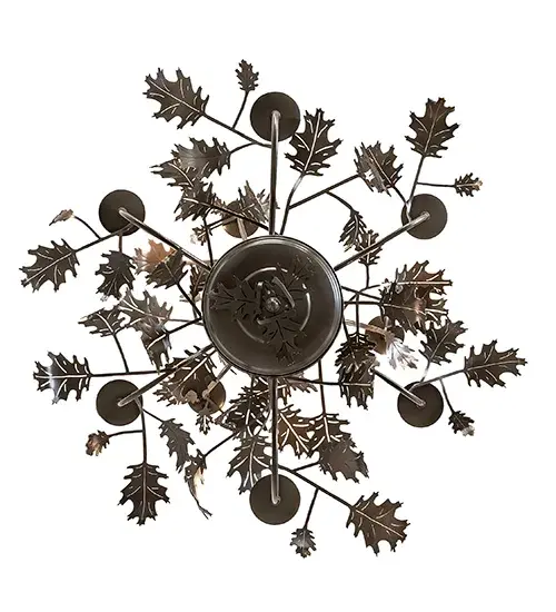 36" Wide Oak Leaf 9 Light Chandelier - Image 7