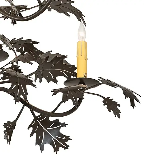 36" Wide Oak Leaf 9 Light Chandelier - Image 8