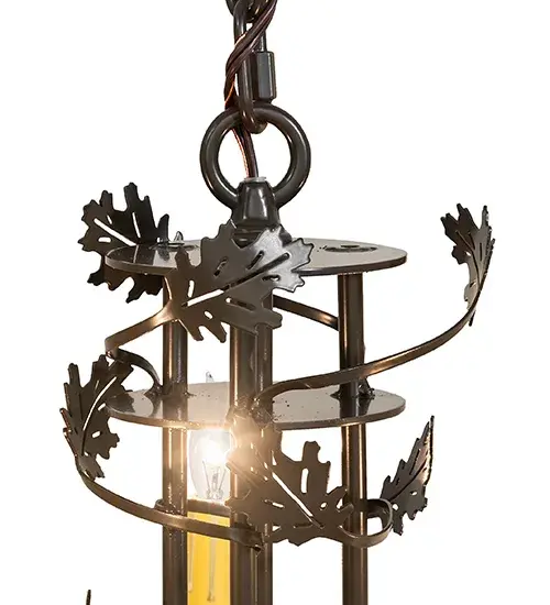 36" Wide Oak Leaf 9 Light Chandelier - Image 9
