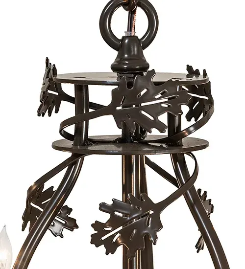 28" Wide Oak Leaf & Acorn 6 Light Chandelier - Image 9