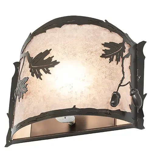 12" Wide Oak Leaf & Acorn Wall Sconce - Image 6