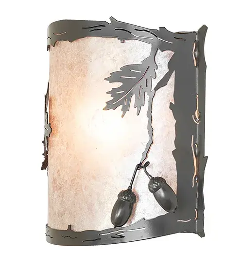 12" Wide Oak Leaf & Acorn Wall Sconce - Image 8