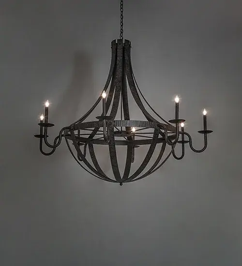 60" Wide Barrel Stave Metallo 8 Light Chandelier - Image 1