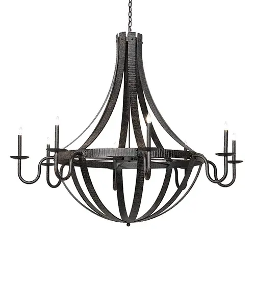 60" Wide Barrel Stave Metallo 8 Light Chandelier - Image 2