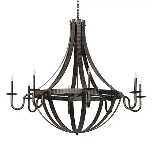 60" Wide Barrel Stave Metallo 8 Light Chandelier - Image 3