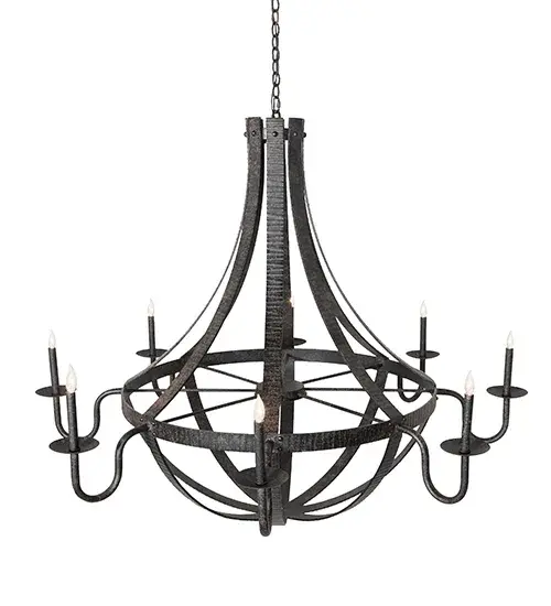 60" Wide Barrel Stave Metallo 8 Light Chandelier - Image 4