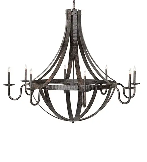 60" Wide Barrel Stave Metallo 8 Light Chandelier - Image 5