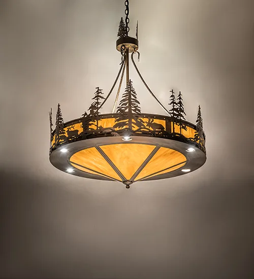 40" Wide Wildlife at Dusk Inverted Pendant