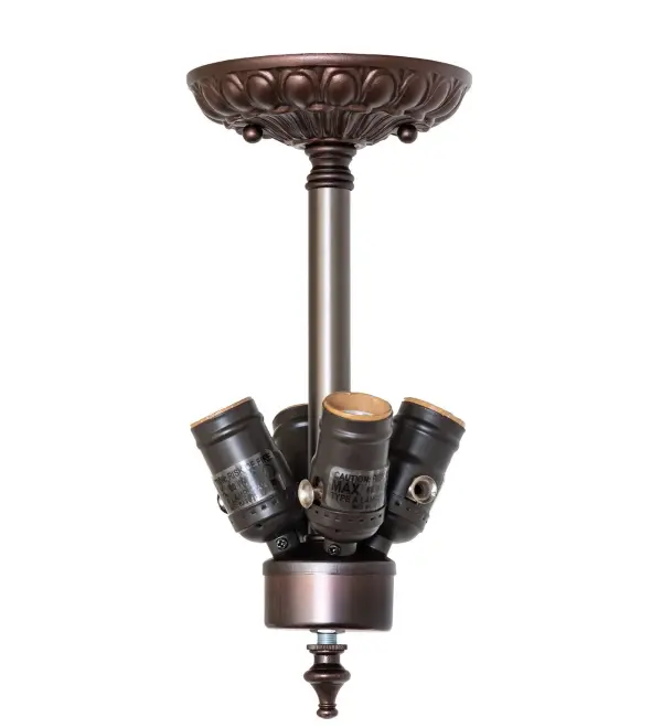 Every Meyda Tiffany item is a unique handcrafted work of art. Natural variations in the wide array of materials that we use to create each Meyda product make every item a masterpiece of its own. Photographs are a general representation of the product. Colors and designs will vary. Finish: Mahogany Bronze Width: 5.00" Height: 11.00" Length: 5.00" Weight: 8.00 lb Number of Bulbs: 4 Maximum Wattage: 60.00 W Bulb Type: A19 Bulb Base: E26 Material: Steel Country of Origin: CHINA Safety Rating: Damp