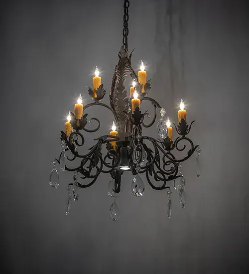 26" Wide New Country French 9 Light Chandelier - Image 1