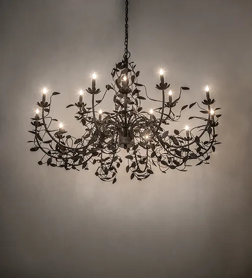 60" Wide Pear Leaf 15 Light Chandelier