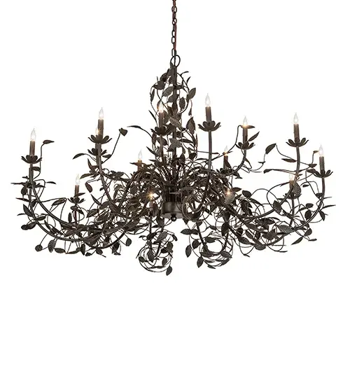 60" Wide Pear Leaf 15 Light Chandelier - Image 2