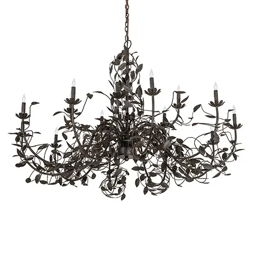60" Wide Pear Leaf 15 Light Chandelier - Image 3