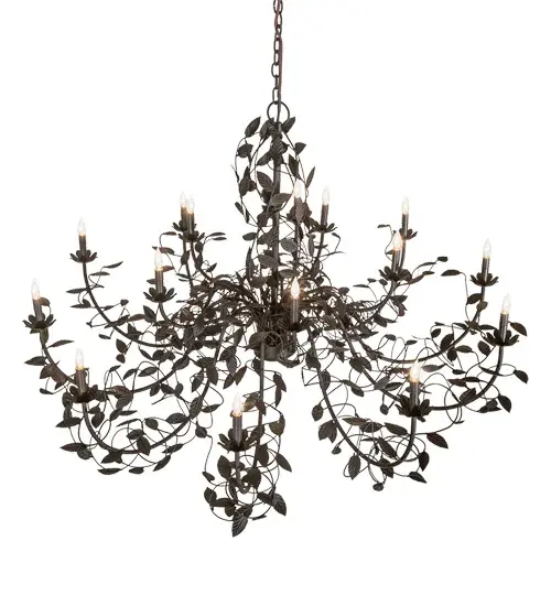 60" Wide Pear Leaf 15 Light Chandelier - Image 4