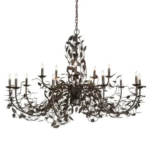 60" Wide Pear Leaf 15 Light Chandelier - Image 5