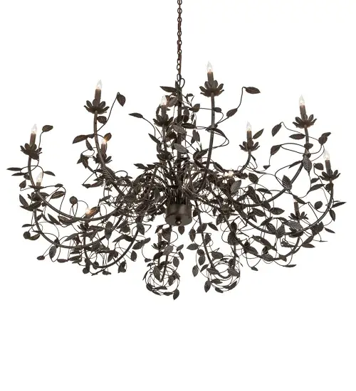 60" Wide Pear Leaf 15 Light Chandelier - Image 6