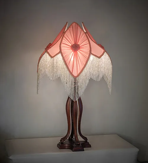 34" High Fabric & Fringe Pink Pontiff Table Lamp
