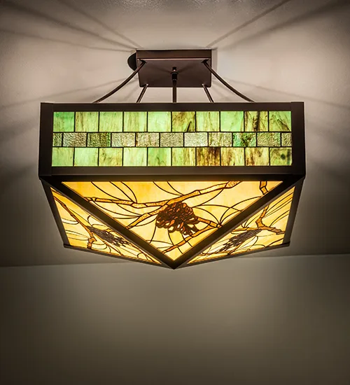 23" Square Pinecone Ridge Semi-Flushmount