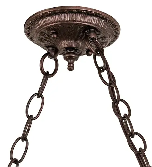 52" Long Tiffany Jeweled Peacock 3 Light Island Pendant - Image 11