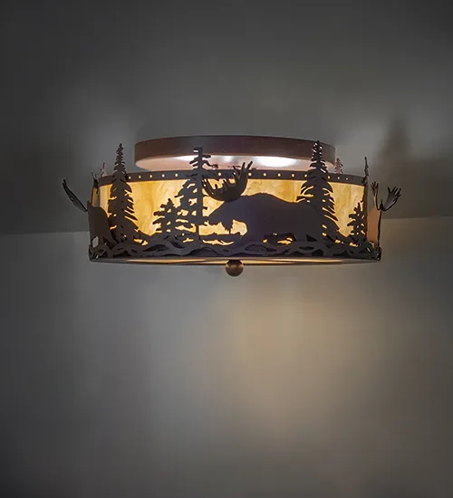 18" Wide Moose at Dusk Flushmount