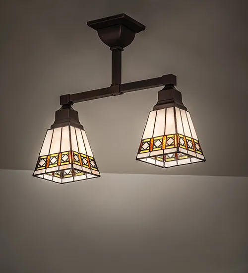 17.5" Long Diamond Band Mission 2 Light Semi-Flushmount