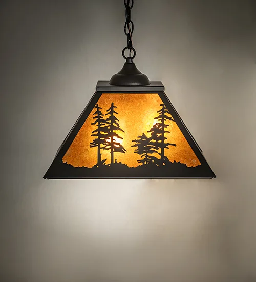 16" Square Tall Pines Pendant