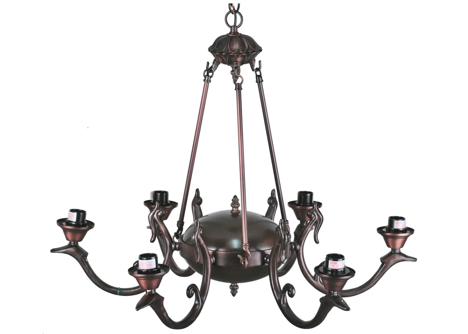 Fly Fishing Creek Six Light Chandelier Hardware in Mahogany Bronze