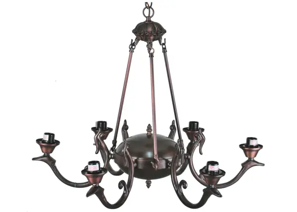 Every Meyda Tiffany item is a unique handcrafted work of art. Natural variations in the wide array of materials that we use to create each Meyda product make every item a masterpiece of its own. Photographs are a general representation of the product. Colors and designs will vary. Collection: Fly Fishing Creek Finish: Mahogany Bronze Glass: Green,Blue,Beige Width: 29.00" Height: 31.00" Length: 29.00" Weight: 14.00 lb Number of Bulbs: 6 Maximum Wattage: 60.00 W Bulb Type: A19 Bulb Base: E26 Material: Steel Country of Origin: USA Safety Listing: Damp Safety Rating: Damp
