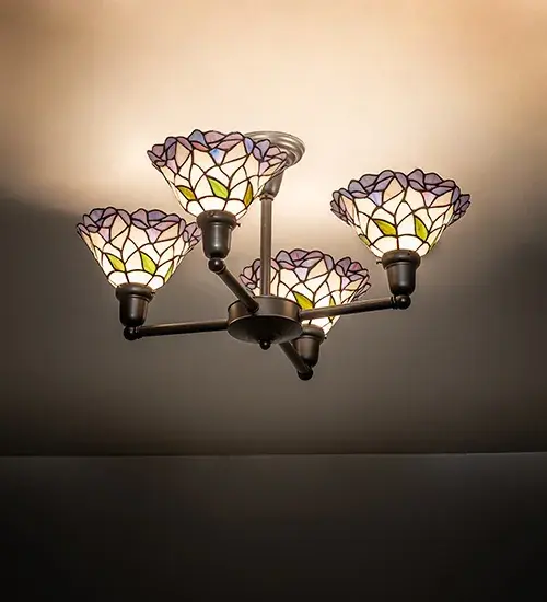 28" Wide Daffodil Bell Revival 4 Light Chandelier - Image 1