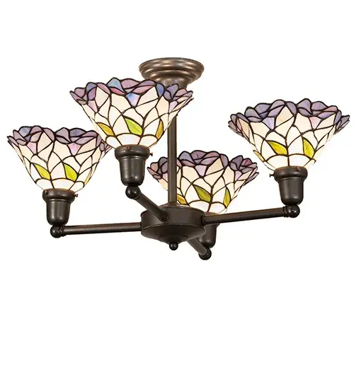 28" Wide Daffodil Bell Revival 4 Light Chandelier - Image 2