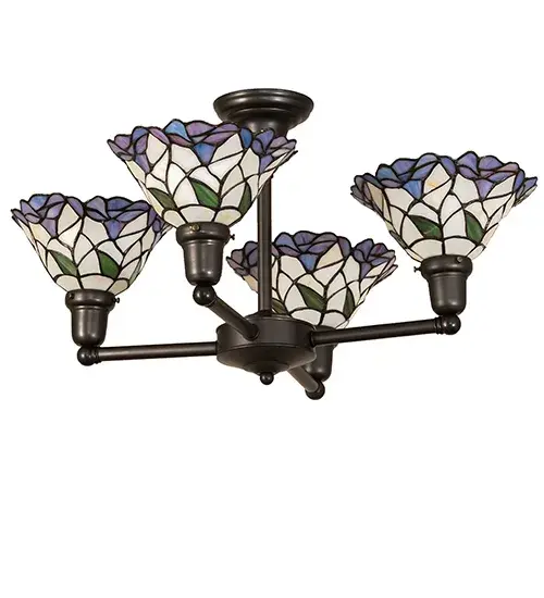 28" Wide Daffodil Bell Revival 4 Light Chandelier - Image 3