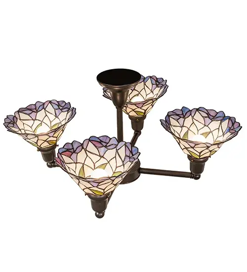 28" Wide Daffodil Bell Revival 4 Light Chandelier - Image 4