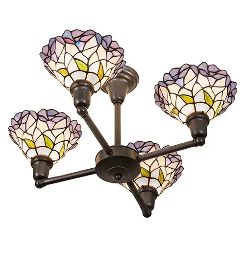 28" Wide Daffodil Bell Revival 4 Light Chandelier - Image 6